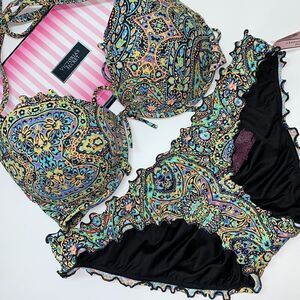 🔥🏖VICTORIA SECRET  swimsuit top 36C//push-up/bottom Small  New#7